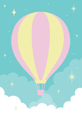 vector background with hot-air balloons in the sky for banners, cards, flyers, social media wallpapers, etc.