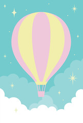 Fototapeta premium vector background with hot-air balloons in the sky for banners, cards, flyers, social media wallpapers, etc.