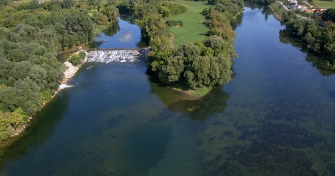The confluence of the Kupa and Korana rivers in Karlovac, Croatia