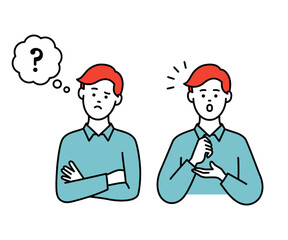 考えている男性　ベクターイラストセット　複数