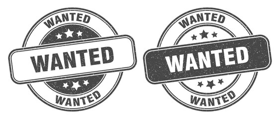 wanted stamp. wanted label. round grunge sign