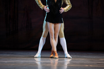 Fototapeta na wymiar legs of classic ballet couple