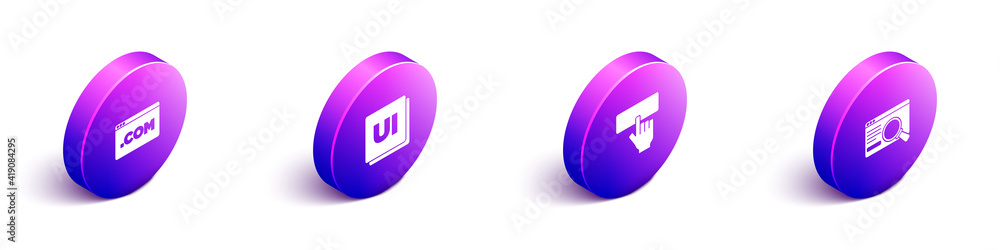 Poster set isometric ui or ux design, , keyboard and icon. vector.