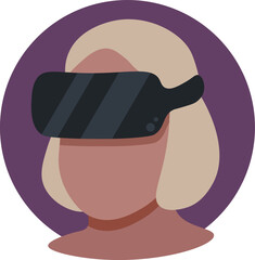 A faceless woman with isometric virtual reality headset. Vector flat design illustration. Model wearing VR glasess icon for web sites