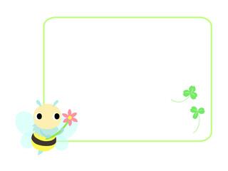 ハチのアイコン　四角フレーム＋クローバーの装飾付