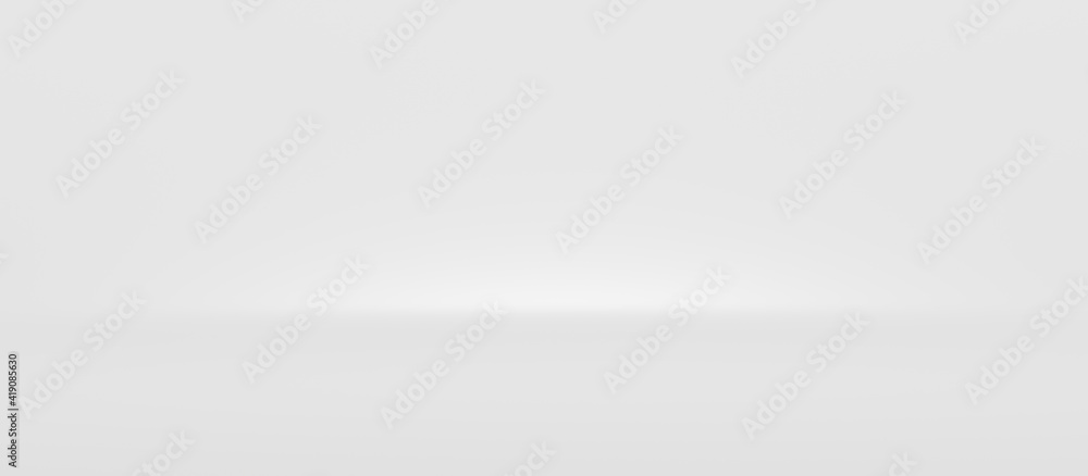 Poster Blur white abstract wide background and light backdrop room with empty blank gradient wallpaper blur design. 3D rendering.