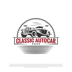 classic car logo design vector, vintage automotive car restoration and car club design