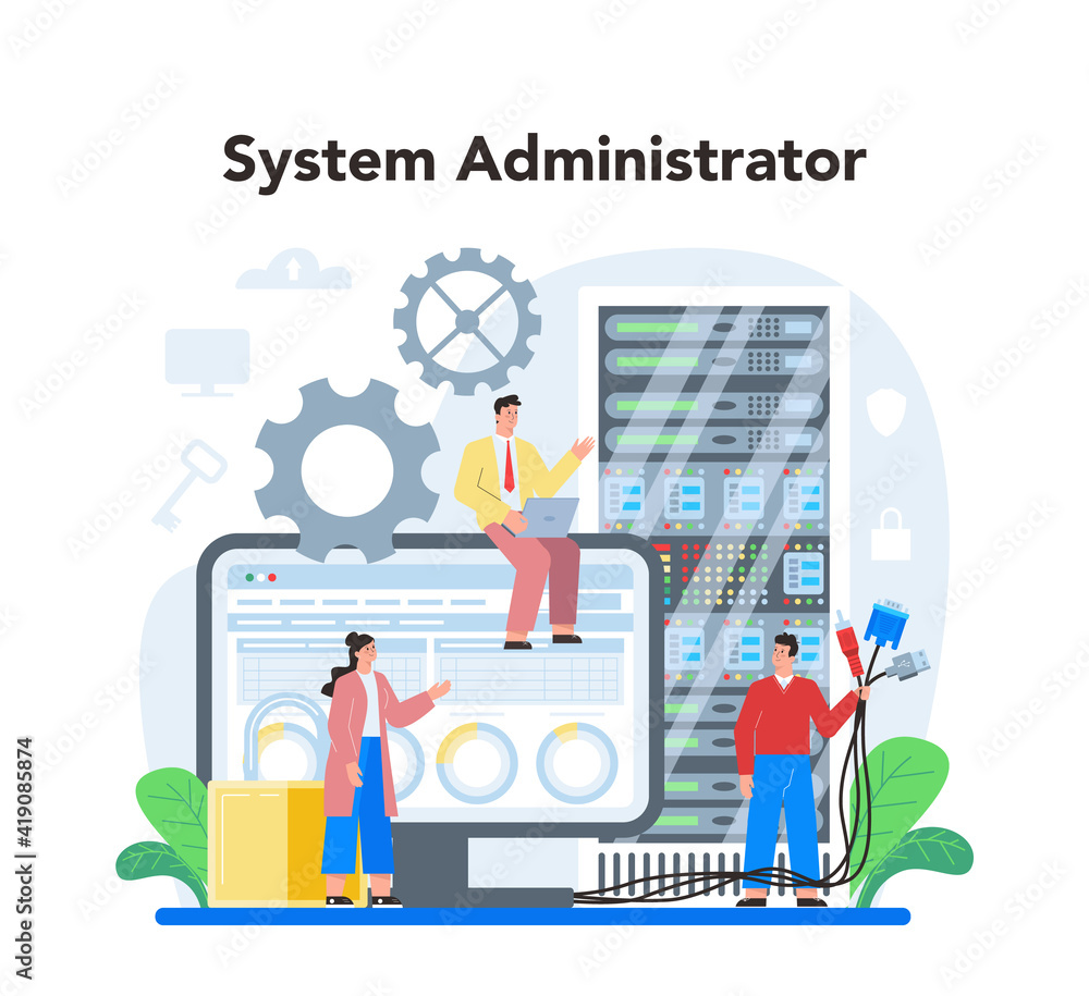 Poster system administrator. technical work with server, software installation