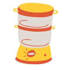 Empty steamer icon. Kitchen electric steam cooking appliance, equipment for cooking quick healthy food. Simple element from kitchen appliances collection. Cartoon vector illustration