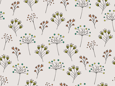Seamless pattern of flowers, vector illustration