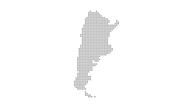 Argentina Dotted Map Networking Dot Motion Graphic 4K. The appearance and disappearance of the map of abstract Argentina