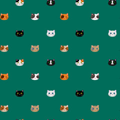 Cute seamless pattern with funny cats. Vector illustration for decor, design for  textile, web page background.