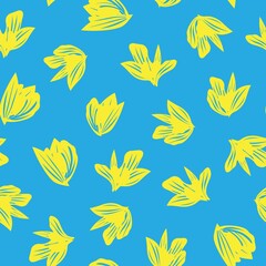 Yellow Botanical Floral Seamless Pattern Background