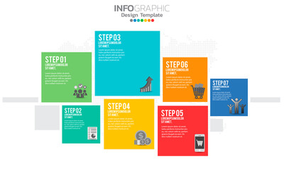 Fototapeta na wymiar Business infographic elements with 7 options or steps.