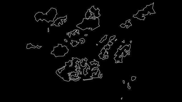 Bolama Guinea-Bissau region map outline animation