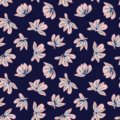 Pink Navy Botanical Floral Seamless Pattern Background