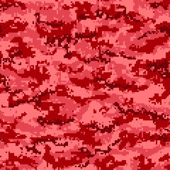 Red monochrome digital camouflage seamless pattern. Vector