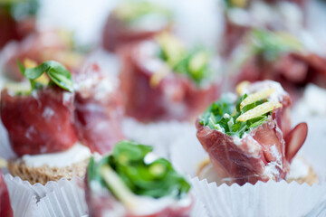 Different types of finger food for appetizer.
