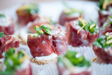 Different types of finger food for appetizer.