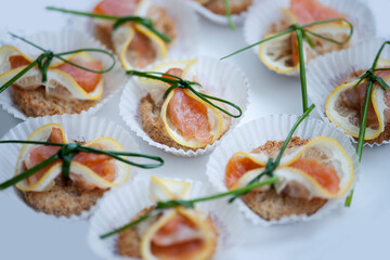 Different types of finger food for appetizer.
