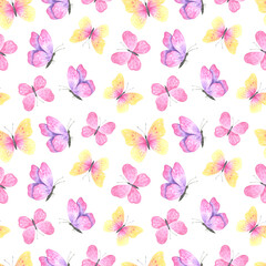 Watercolor Butterflies Seamless Pattern