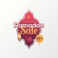 Ramadan sale label badge banner template design background