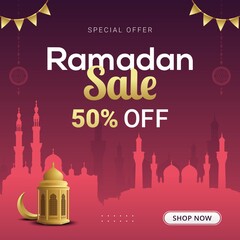 Ramadan sale banner discount template design for business promotion. Ramadan kareem islamic holy month