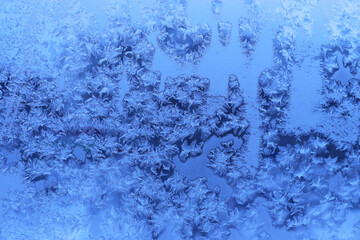 Beautiful ice pattern on winter window glass