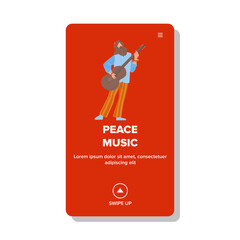 Peace Music Man Playing On Acoustic Guitar Vector