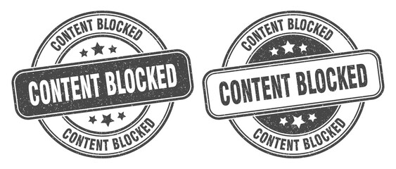 content blocked stamp. content blocked label. round grunge sign