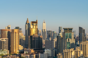 modern city background of shanghai in morning