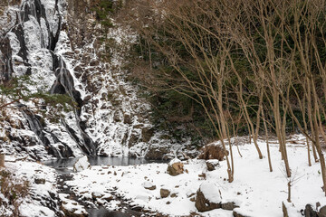 Waterfall in a snowy landscape