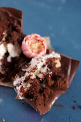 Chocolate dessert in the form of a flowerpot