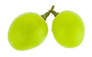Berries of green grapes isolated on white background close-up.