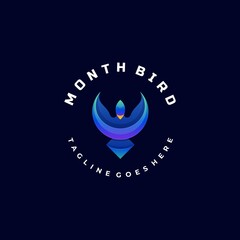 Vector Logo Illustration Bird Gradient Colorful Style.