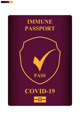 Passport confirming COVID-19 vaccination for tourists or travelers during the COVID-19 epidemic.