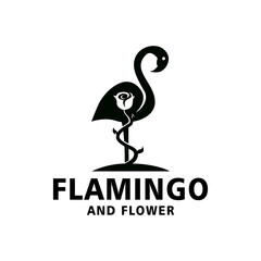 A clever dual meaning logo featuring a flamingo and rose flower. Double meaning design concept. Modern, creative, and elegant negative space logo.