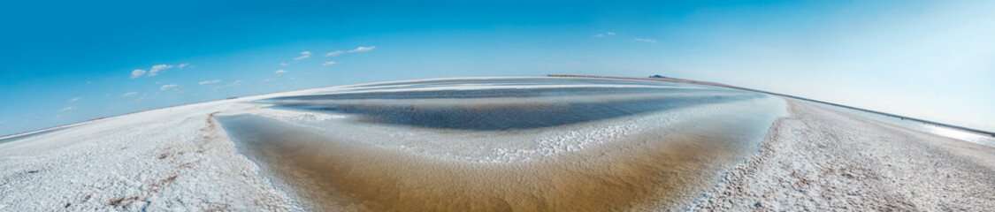 
panorama of a salt lake in the vicinity of astrakhan