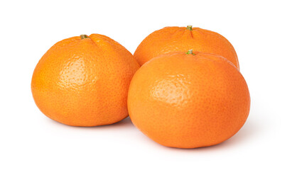 Ripe mandarines on a white background