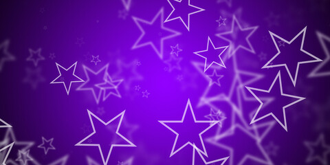 Abstract purple background with flying stars