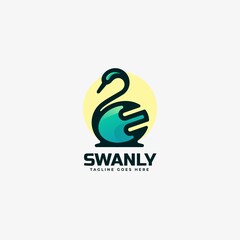 Vector Logo Illustration Swan Gradient Line Art Style.