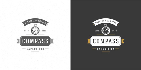 Obraz premium Compass logo emblem vector illustration outdoor expedition adventure for shirt or print stamp