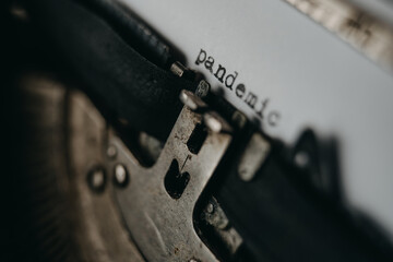Typing "pandemic" on retro typewriter
