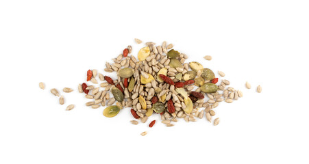 Grains mix with sunflower, pumpkin seeds and dry goji berries