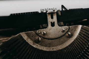 Typing "pandemic" on retro typewriter