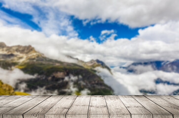 wooden terrace and mountains, nature, sky