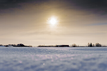 .winter landscape with sun