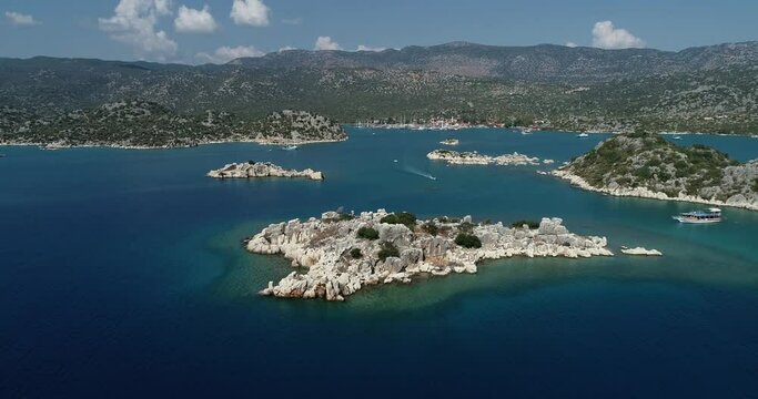 Kekova resort is one of the important place of tourism in Turkey. Kekova is also a region located in the sunken city. Kekova, Antalya, Turkey.