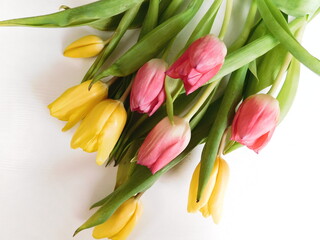 Bouquet of spring flowers. Tulips on a white background