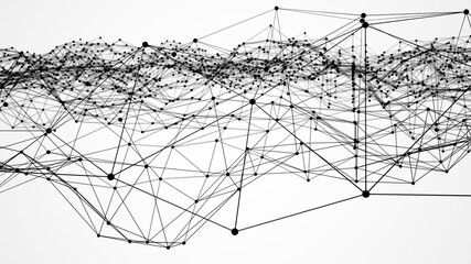 Network connection background. white and black particles. 3D rendering.